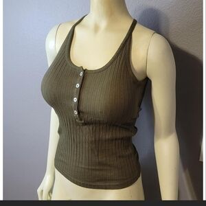 Women's Olive Ribbed Tank Top